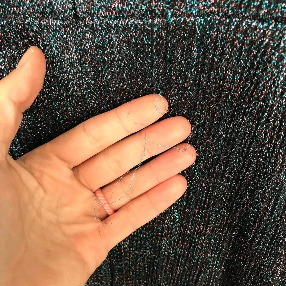 Aidan Mattox Teal‎ Metallic Wrap Dress Size 4 Bow Shimmer Party NYE Holiday Glam - Picture 11 of 16